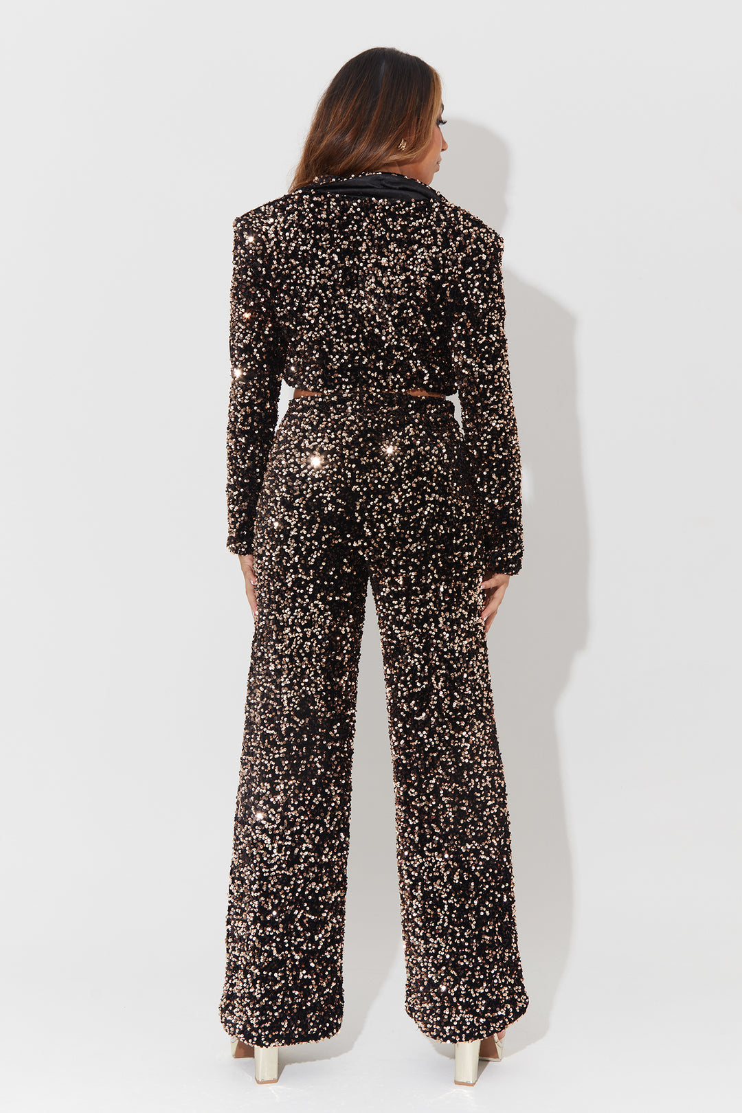 Slouchy Wide Leg Sequins Trouser