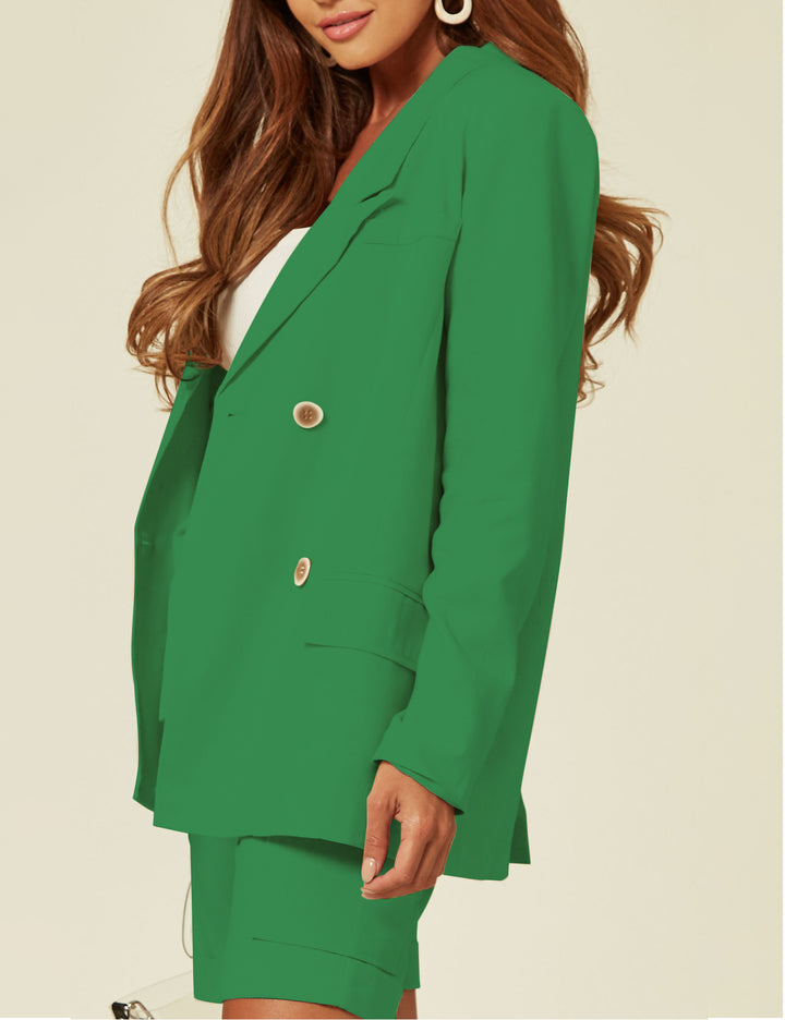 Tailored Double Breasted Blazer Jacket In Green