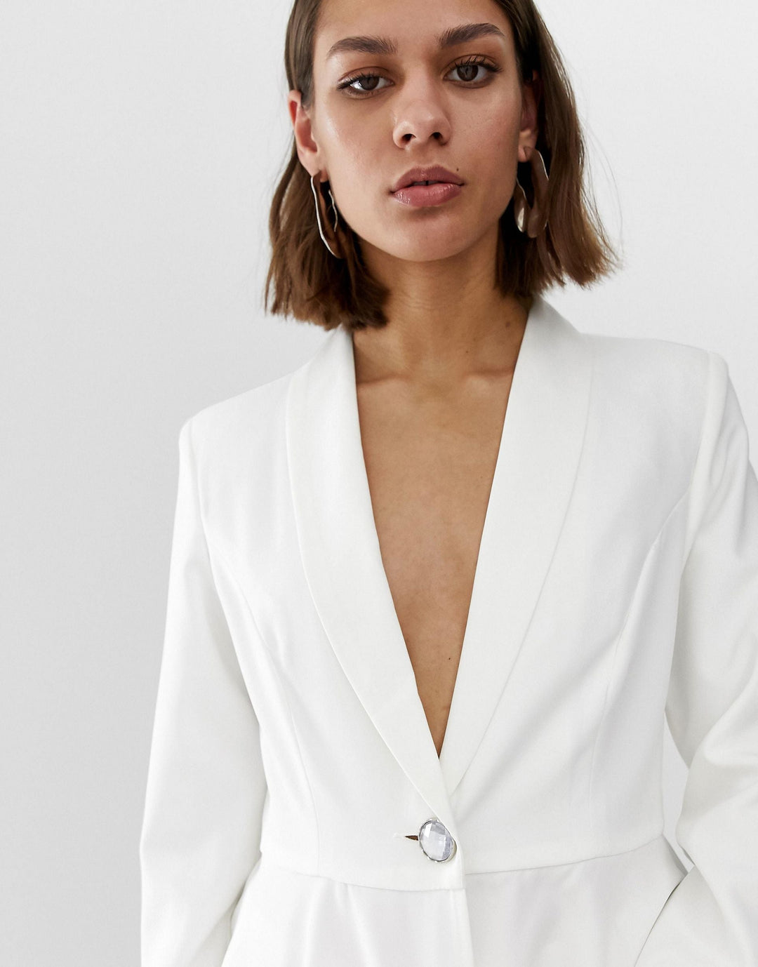 White Frill Hem Blazer