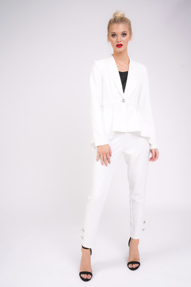 White Frill Hem Blazer