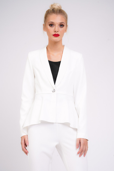 White Frill Hem Blazer